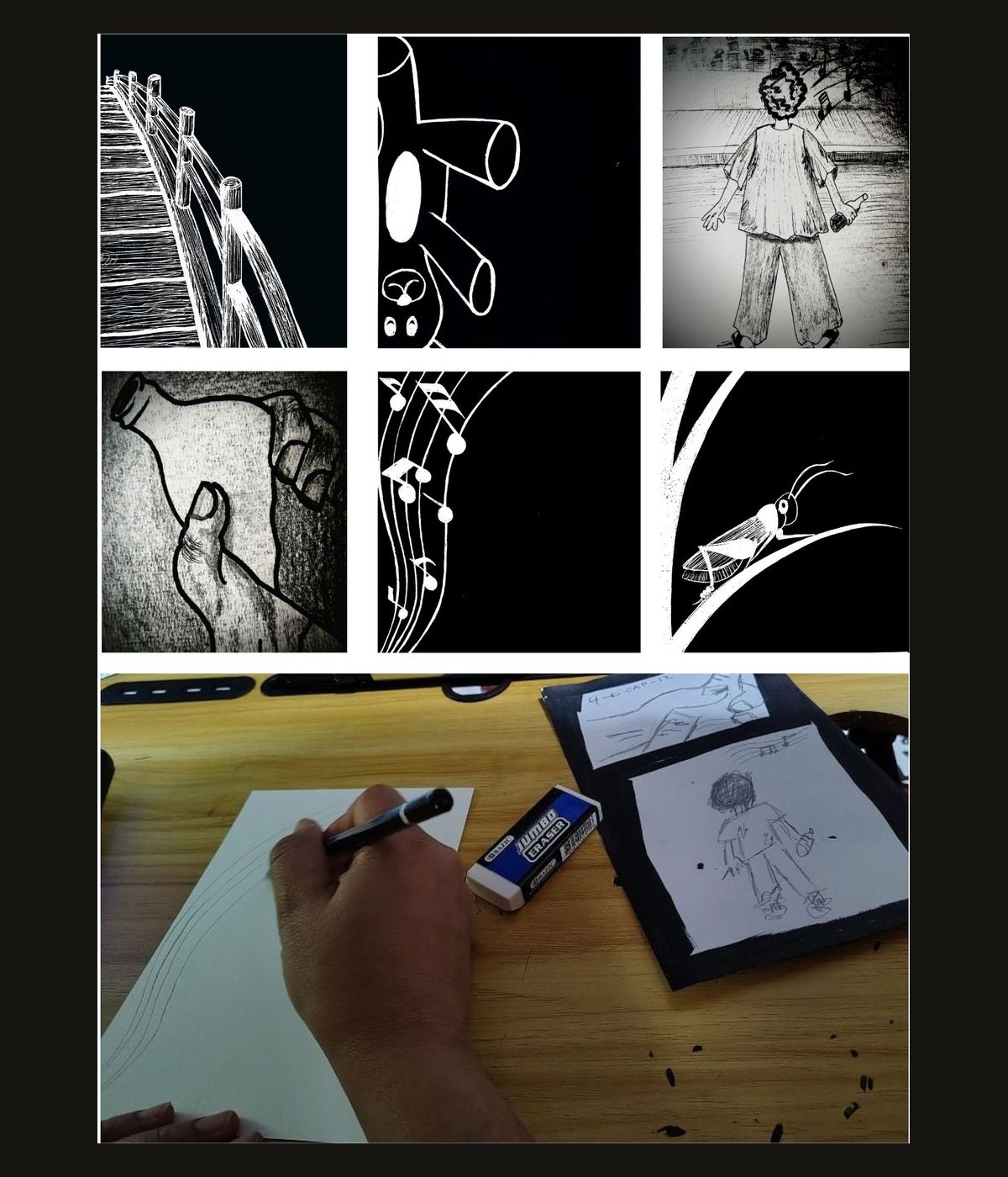 The worktable: every illustration, made by hand